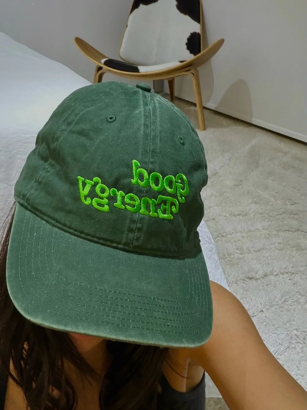 OTTO Dark Green Baseball Cap with Neon Green Embroidery